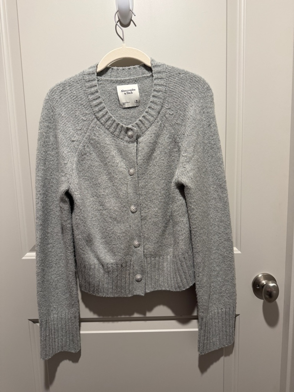 Abercrombie & Fitch Gray Button-Up Crewneck Cardigan Sweater